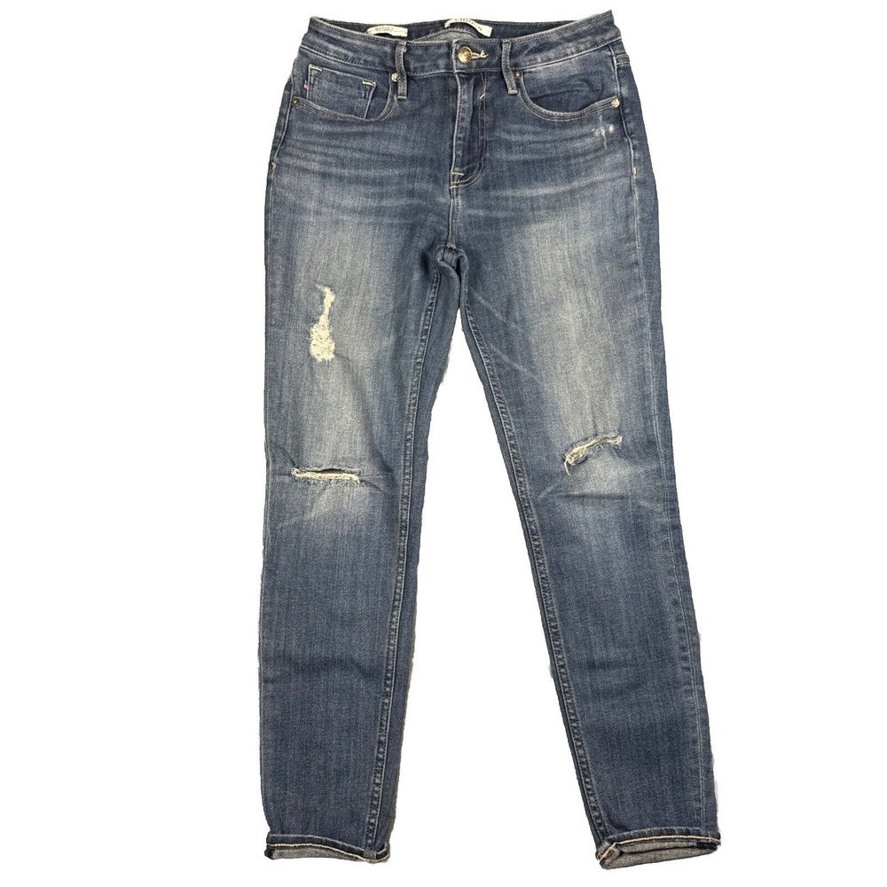 Vigoss Marley Skinny Jeans Women's Sz 29 Medium Wash Distressed Mid Rise Stretch